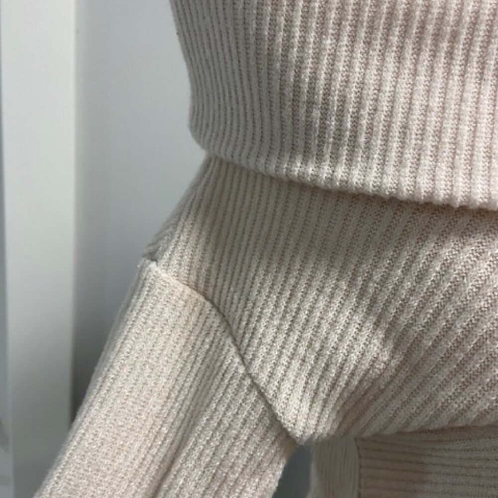 GAP Off-Shoulder Cream Ribbed Sweater -S - Picture 3 of 8